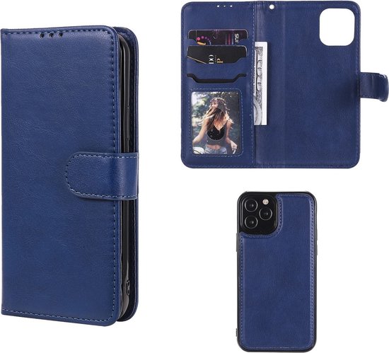 Foto: Iphone 12 iphone 12 pro hoesje mobydefend luxe 2 in 1 wallet book case met uitneembare backcover blauw gsm hoesje telefoonhoesje geschikt voor iphone 12 iphone 12 pro