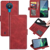 Nokia 1.4 Case, MobyDefend Luxe Wallet Book Case (Côté fermeture), Rouge - Étui pour téléphone portable / Étui pour téléphone Ce produit est compatible avec : Nokia 1.4