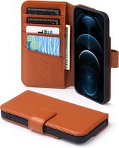 iPhone 12 / iPhone 12 Pro Hoesje - Luxe MobyDefend Wallet Bookcase - Lichtbruin - GSM Hoesje - Telefoonhoesje Geschikt Voor: Apple iPhone 12 / iPhone 12 Pro