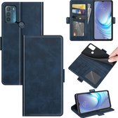 Motorola Moto G50 Hoesje - MobyDefend Luxe Wallet Book Case (Sluiting Zijkant) - Blauw - GSM Hoesje - Telefoonhoesje Geschikt Voor: Motorola Moto G50