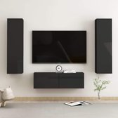 3-delige Tv-meubelset spaanplaat hoogglans zwart