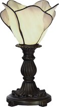 LumiLamp Tiffany Tafellamp Ø 20*30 cm E14 / max 25 W Creme Glas Bloem Tiffany Bureaulamp Tiffany Lampen