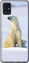 Geschikt voor Samsung Galaxy A52 5G hoesje - IJsbeer - Sneeuw - Welpen - Siliconen Telefoonhoesje