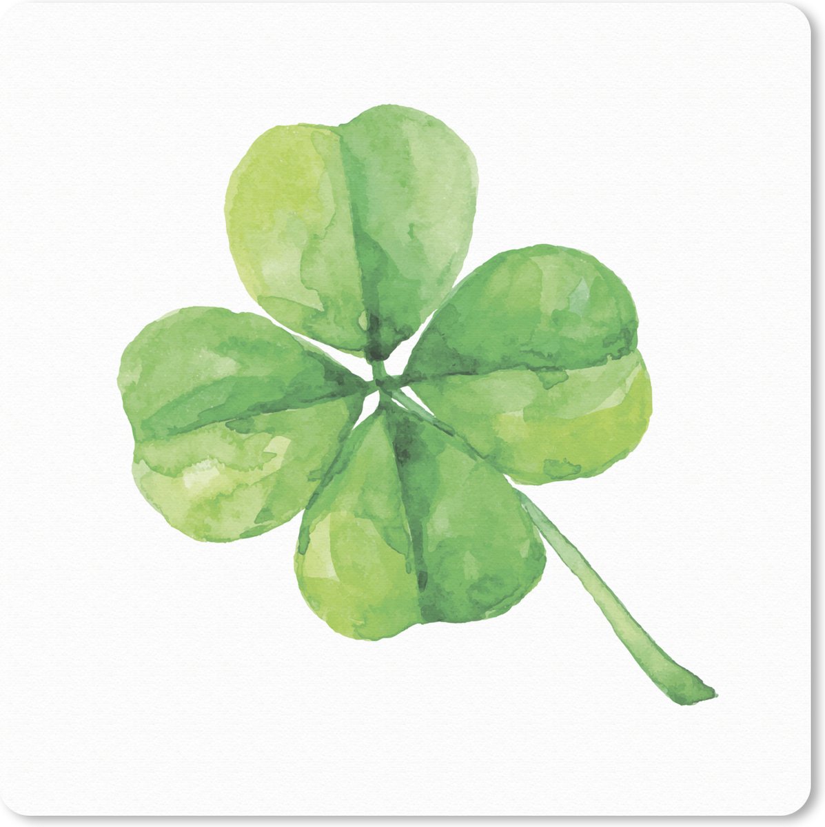 Muismat 30x30 cm - Mousepad Klavertje Vier - Waterverf - Plant - Muismatten