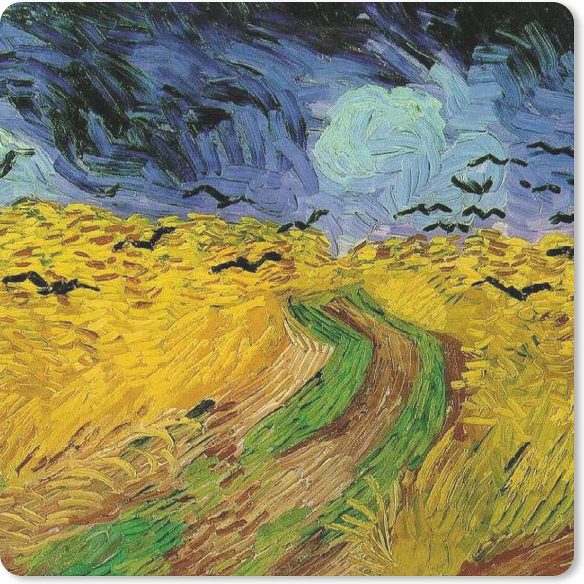 Muismat 30x30 cm - Mousepad Korenveld met kraaien - Vincent van Gogh - Muismatten