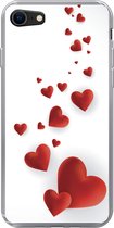 Geschikt voor iPhone 8 hoesje - Een illustratie van een pad van hartjes - Siliconen Telefoonhoesje