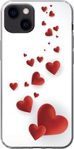 Geschikt voor iPhone 13 hoesje - Een illustratie van een pad van hartjes - Siliconen Telefoonhoesje