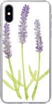 Geschikt voor iPhone Xs Max hoesje - Lavendel - Aquarel - Planten - Siliconen Telefoonhoesje