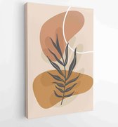 Botanische muur kunst vector set. Earth tone boho gebladerte lijntekeningen tekenen met abstracte vorm. 3 - Moderne schilderijen – Verticaal – 1866300580 - 115*75 Vertical