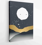 Luxe Gold Mountain muur kunst vector set. Aardetinten landschappen achtergronden instellen met maan en zon. 4 - Moderne schilderijen – Verticaal – 1871797315 - 40-30 Vertical