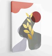 Luxe botanische gouden textuur muur kunst vector set. Marmeren kunstontwerp met abstracte vorm en gouden patroon. 4 - Moderne schilderijen – Verticaal – 1843024792 - 115*75 Vertica