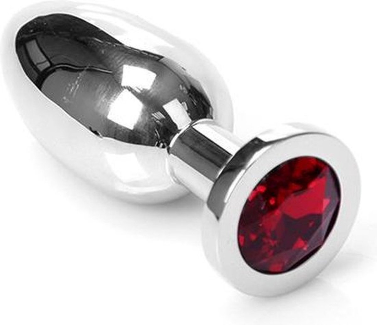 Goedkoopste Buttplug RVS met rood kristal - medium