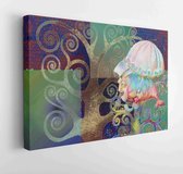 Onlinecanvas - Schilderij - Slimme Vis En Magische Boom Art Horizontaal Horizontal - Multicolor - 40 X 30 Cm
