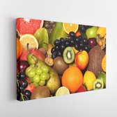 Onlinecanvas - Schilderij - Achtergrond Veel Verschillende Exotische Vruchten Art Horizontaal Horizontal - Multicolor - 115 X 75 Cm