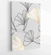 Ginkgo bladeren dekking ontwerp achtergrond vector. Luxe Floral art deco. Gouden natuurlijke muurkunst en patroonontwerp 2 - Moderne schilderijen – Verticaal – 1813369858 - 40-30 V