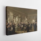 De beeldengalerij van de Felix Meritis Society, door Adriaan de Lelie, ca. 1806-09, Nederlandse schilderkunst. Gipsafgietsels van sculpturen uit Romeinse musea en het Musée Napoleon in Parijs waren – Modern Art Canvas – Horizontaal – 397841584