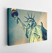 Onlinecanvas - Schilderij - Het Vrijheidsbeeld. New York City. Vintage Proces Art Horizontaal Horizontal - Multicolor - 80 X 60 Cm