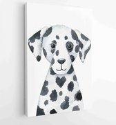 Hond - aquarel illustratie geïsoleerd op een witte achtergrond. Hand getekende Dalmatische puppy karakter, vooraanzicht - Moderne schilderijen - Verticaal - 1633021822 - 115*75 Ver