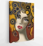 Kunst kleurrijke illustratie met close-up gezicht - Moderne schilderijen - Verticaal - 1200902428 - 115*75 Vertical