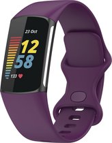 Bandje Voor Fitbit Charge 5 - Sport Band - Paars - Maat: ML - Horlogebandje, Armband