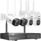 Beveiligingscamera Set  | Draadloos | 4 Camera’s | 8CH | 5x zoom | Twee-weg audio | CCTV | Wifi Camera Set | Bewegingsdetector | Outdoor