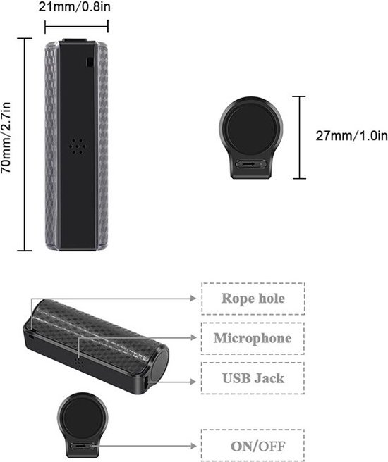 Magnetische Voice Recorder - Audio Recorder + 8GB USB inéén - MP3 - +80u geluidsopname - SpyMaster