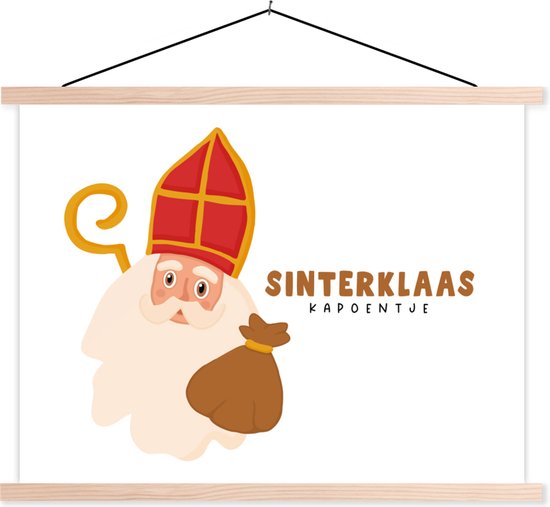 Porte-affiche avec affiche 60x45 cm - Affiche scolaire - Sinterklaas - Citations - Saint - Sinterklaas capoentje - Enfants - Garçons - Filles - Enfant - Affiche textile - Lattes vierges