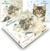 Kaarten - Kerst - Franciens katten - Boskat kitten met dennentak / Boskat kitten met sterren - 2 motieven - 10 st.