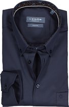 Ledub overhemd modern fit overhemd - twill - donkerblauw (dessin contrast) - Strijkvrij - Boordmaat: 45