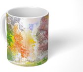 Mok - Een kleurrijke tekening van bomen - 350 ML - Beker