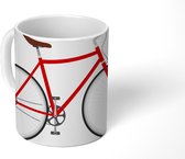 Mok - Koffiemok - Een zijaanzicht van een van een rode fiets - Mokken - 350 ML - Beker - Koffiemokken - Theemok