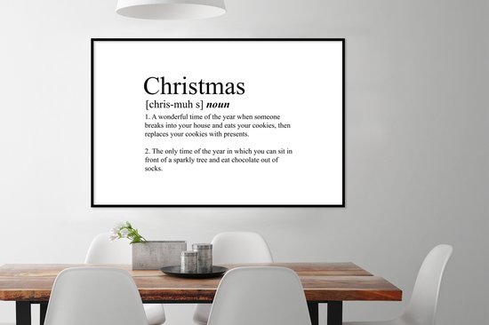 Cadre photo avec affiche - Noël - Citations - Définition de Noël - Proverbes - Dictionnaire - 120x80 cm - Cadre pour affiche - Décorations de Noël - Décoration de Noël pour l'intérieur - Noël