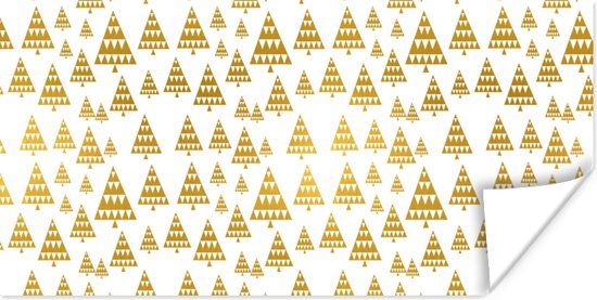 Poster Kerstmis - Kerstbomen - Goud - Patronen - 40x20 cm - Kerstmis Decoratie - Kerstversiering - Kerstdecoratie Woonkamer - Kerstversiering - Kerstdecoratie voor binnen - Kerstmis