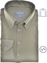 Ledub modern fit overhemd - tricot weving - middengroen - Strijkvriendelijk - Boordmaat: 42