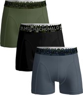 Muchachomalo boxershorts (3-pack) - heren boxers normale lengte - Solid zwart - army en blauw -  Maat: L