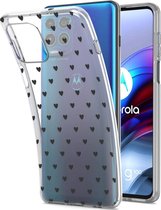 iMoshion Design voor de Motorola Moto G100 hoesje - Hartjes - Zwart