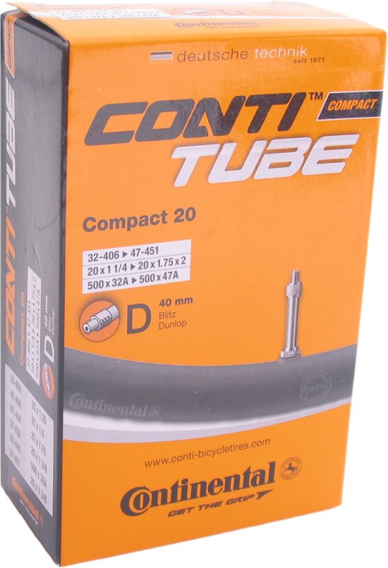 Continental Compact 20 - Binnenband Fiets - Frans Ventiel - 40 mm - 20 x 1 1/4 - 1 3/8 - 1.75 - 2.00 van Continental — afbeelding 4