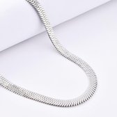 ABkettinkjes - Ketting - Zilveren ketting - Visgraat - Herringbone - Plat - Smal - 3.2mm - Zilver - Staal - RVS