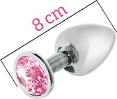 Attraction - Mai No 73 RVS anaalplug met roze siersteen Medium