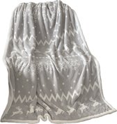 JEMIDI XXL warme fleece deken - Knuffeldeken voor op de bank - 180 x 220 cm - Wasbaar - Lichtgrijs