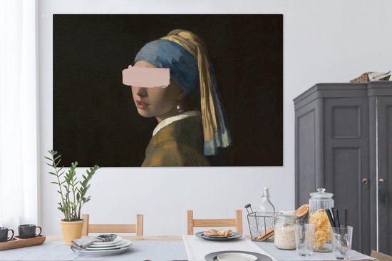 Peinture sur toile Fille à la perle - Vermeer - Peinture - 150x100 cm - Décoration murale