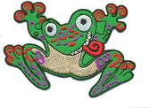 Kikker Strijk Patch 8,5 x 6 cm - Strijkembleem - opstrijkbare applicaties - Crazy Frog