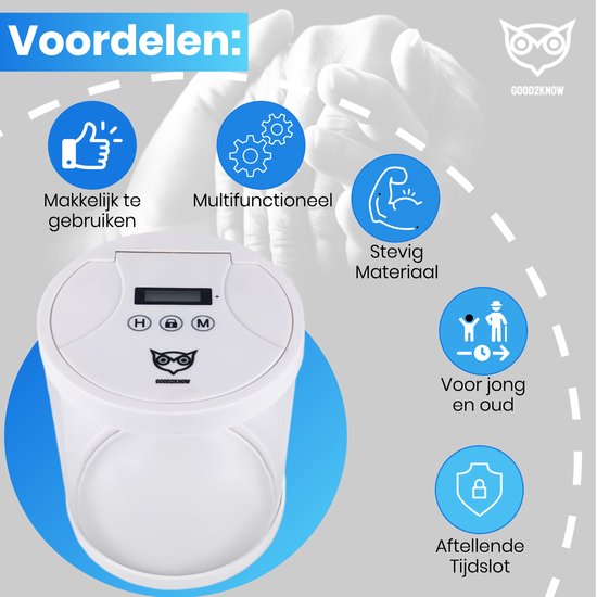 Good2know Telefoon Kluis met Tijdslot - Stoppen met Roken - Timer – Kluis - Opbergdoos - Kitchen Safe - Wit – meer Focus & Zelfdiscipline
