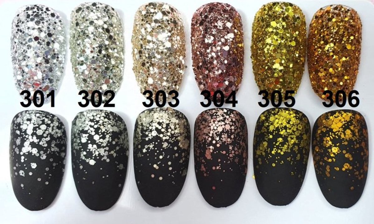 Goedkoopste Nailart Glitters - Nagel glitters - Korneliya Metal Mix SET met 18 STUKS 301-318