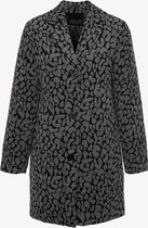 Jazlyn dames mantel jas met luipaardprint - Grijs - Maat M