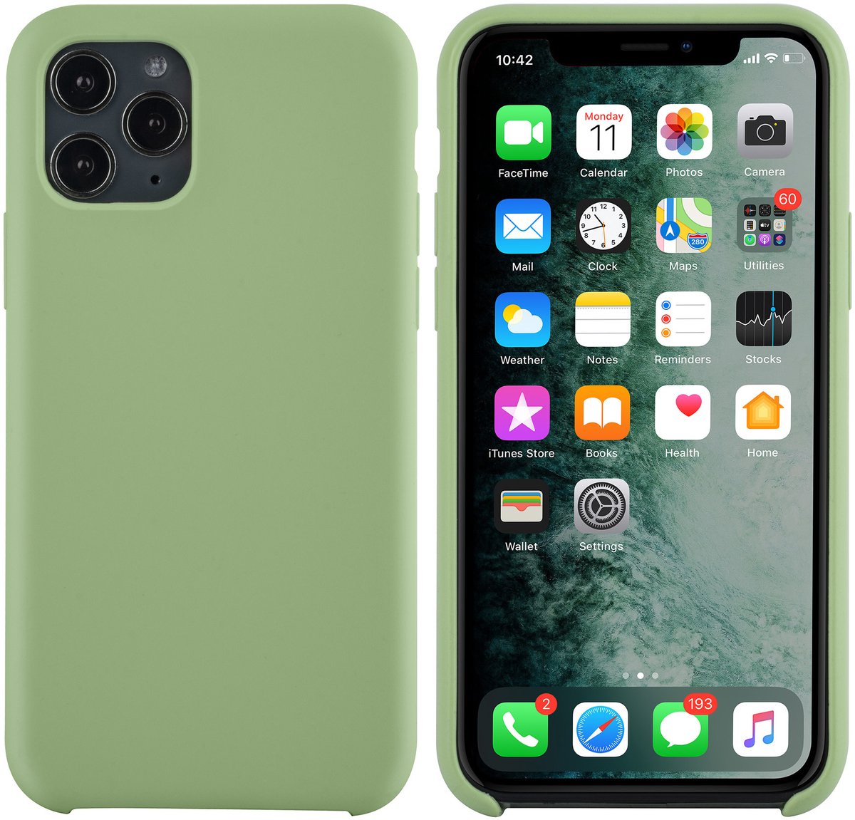 Apple iPhone 11 Pro Licht groen Backcover hoesje - silicone