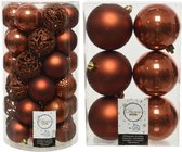 Kerstversiering kunststof kerstballen terra bruin 6-8 cm pakket van 49x stuks - Kerstboomversiering