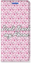 Hoesje OPPO Reno6 5G Bookcase Flowers Pink Don't Touch My Phone