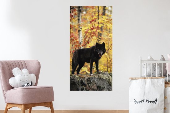 Stickers Stickers muraux - Loup - Roche - Arbre - 60x120 cm - Feuille adhésive