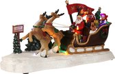 Luville Kerstdorp Miniatuur Kerstman in Slee - L36,5 x B14,5 x 16 cm